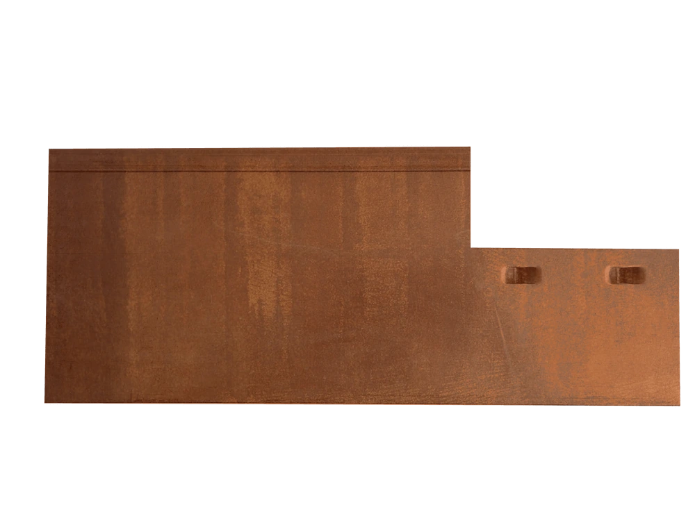 Volige plane acier CORTEN 15/10ème Ht.80 Lg.1900 + 3 piquets