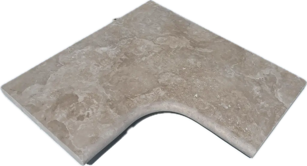 Margelle travertin - vieilli - nez arrondi 61x61x3 angle R Beige Classic