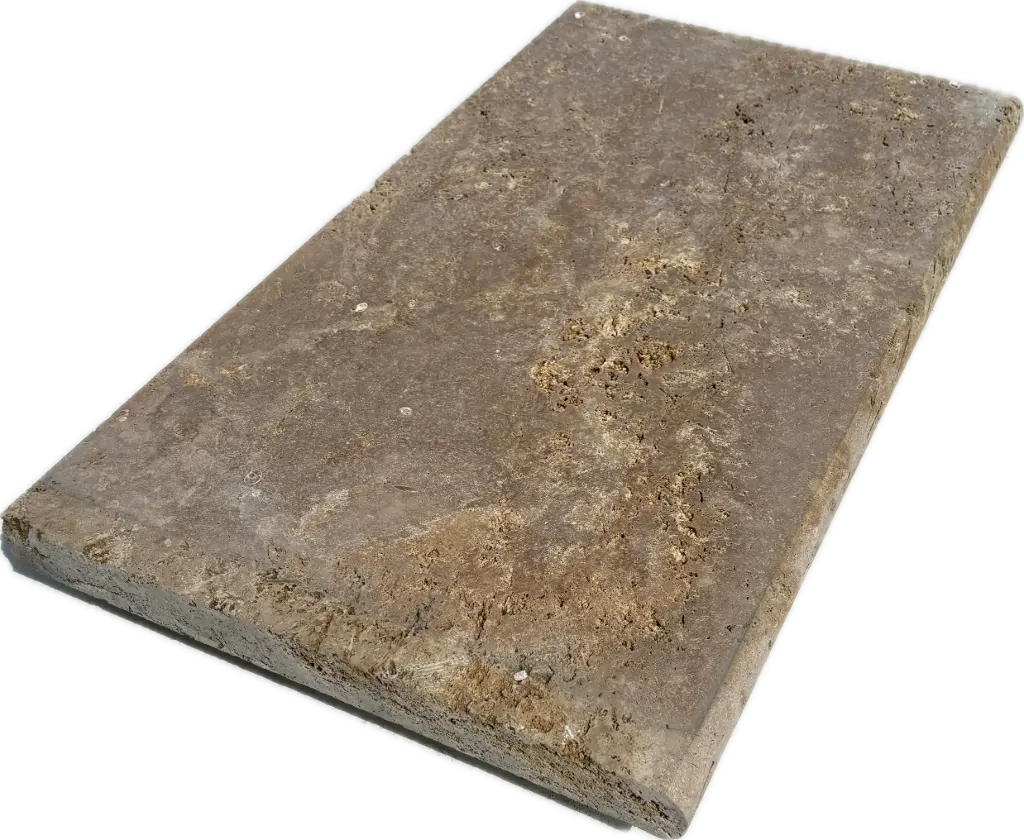 [PTC301] Margelle nez arrondi - Travertin Chocolat - 33x61x3