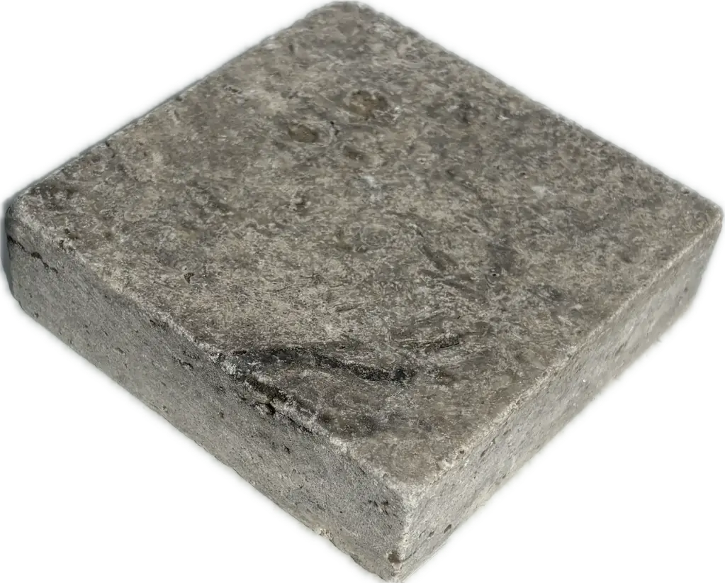 Pavé travertin - vieilli - 10x10x3 Gris Silver (90pcs/m²)