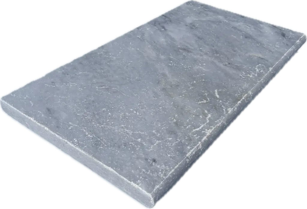 Margelle travertin - vieilli - nez arrondi 33x61x3 Bleu