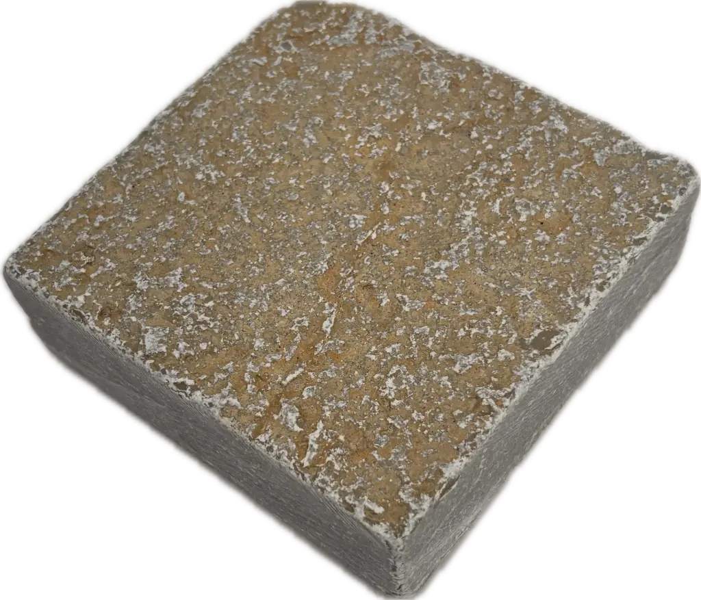 [PTANO004] Pavé Tandur tambouriné - bords sciés - 10x10x5 Ocre (90pcs/m²)