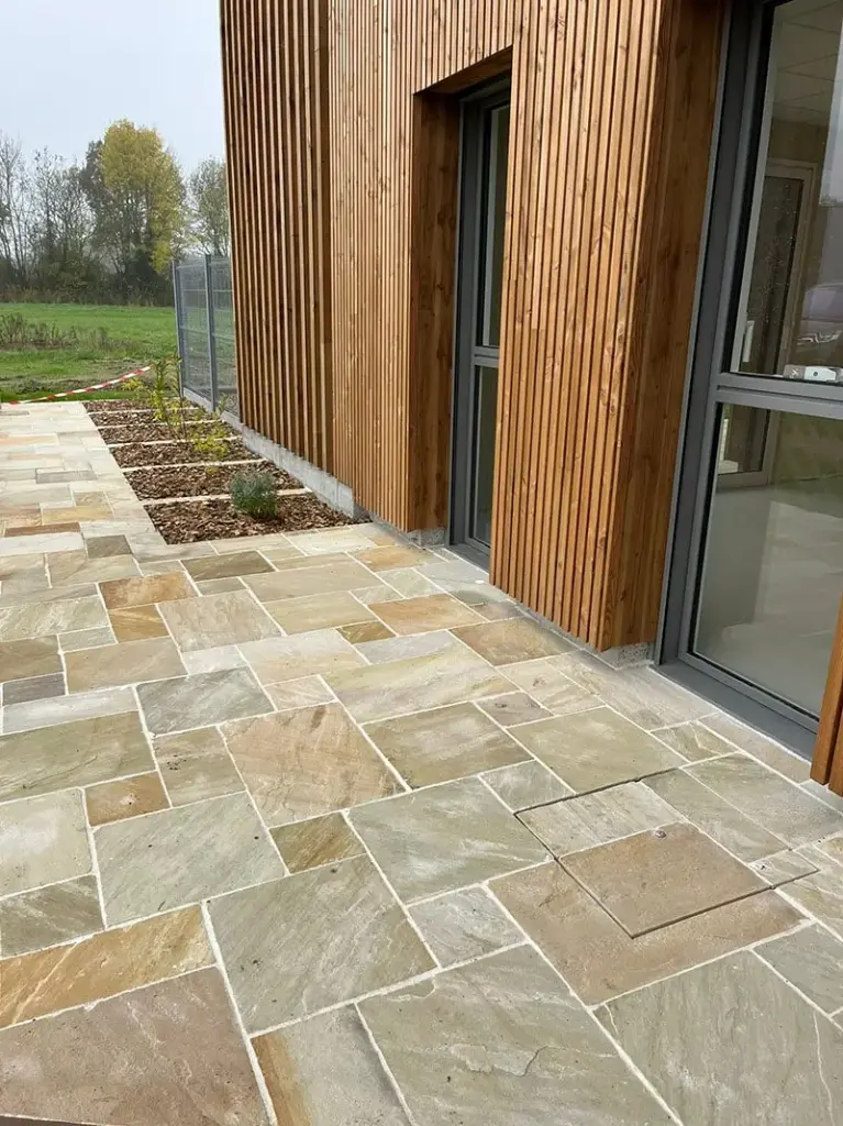 Dalle grès clivé - calibré - naturel - OPUS4 60x40 Ep.2cm Beige mint