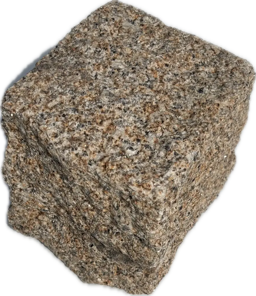 Pavé granit toutes faces éclatées 8/10 x 8/10 x 8/10 Beige Jaune (90pcs/m²)