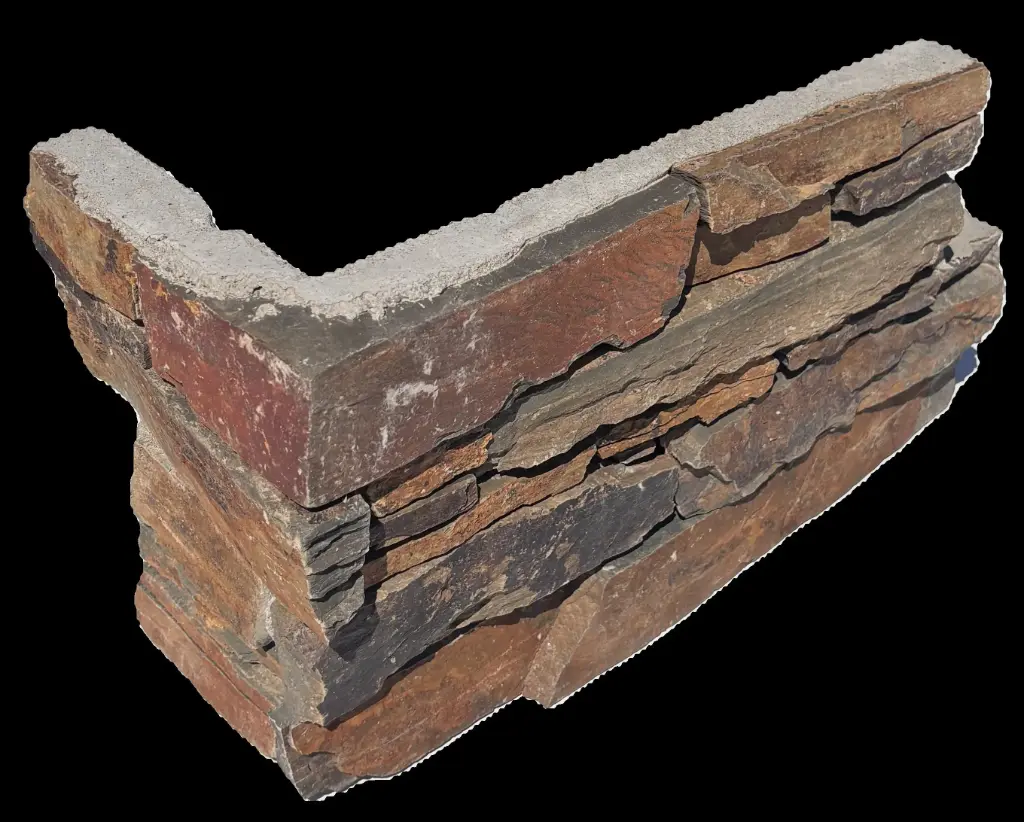 [PPAR610] ANGLE Quartzite Oxydée 40+20x20 ép 35-50mm